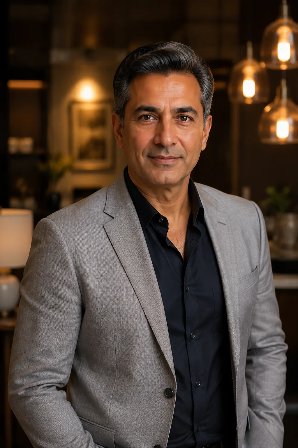 Portrait of a man wearing a light tailored jacket
