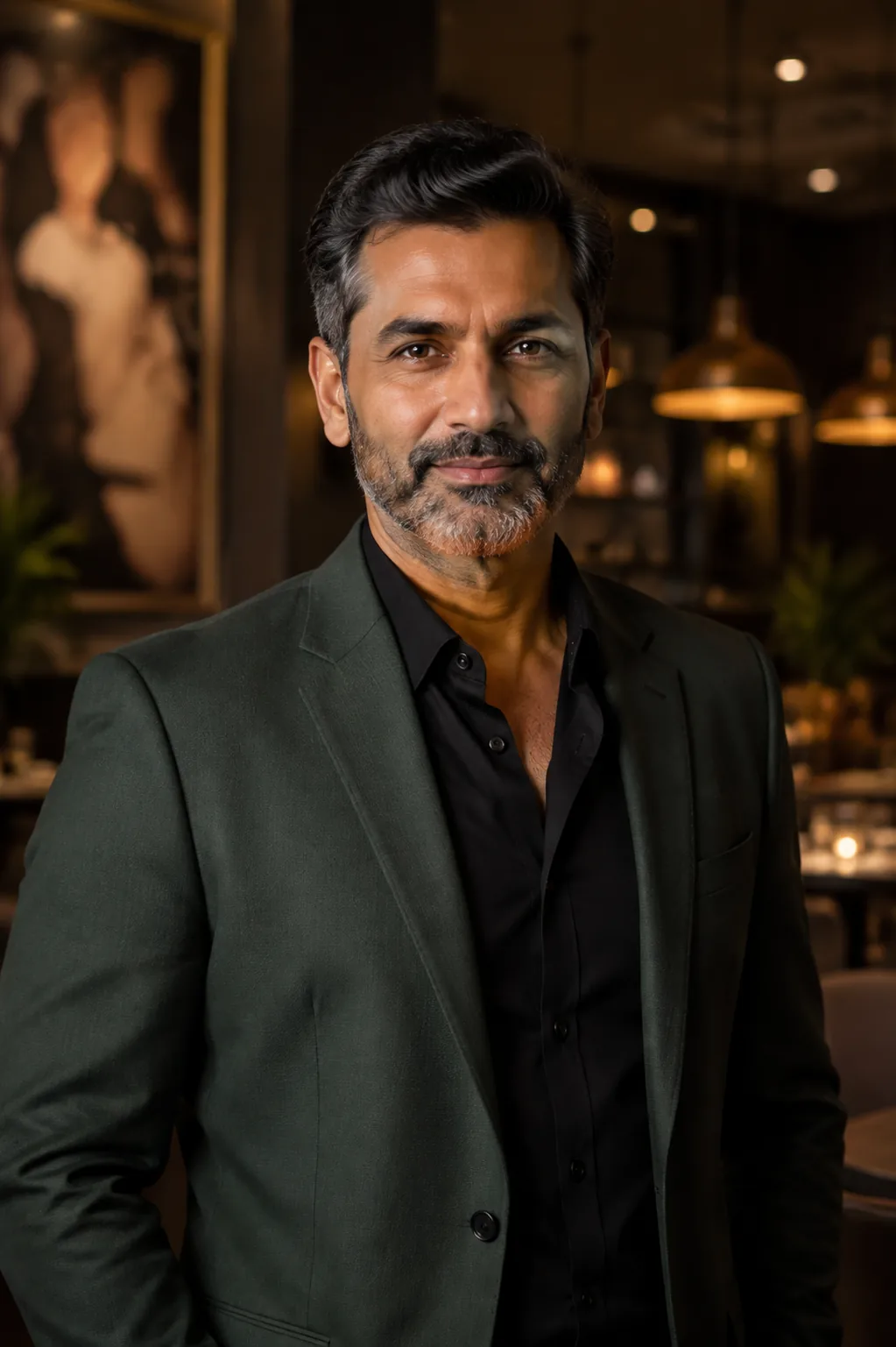 Portrait of a man relaxing in an indoor lounge