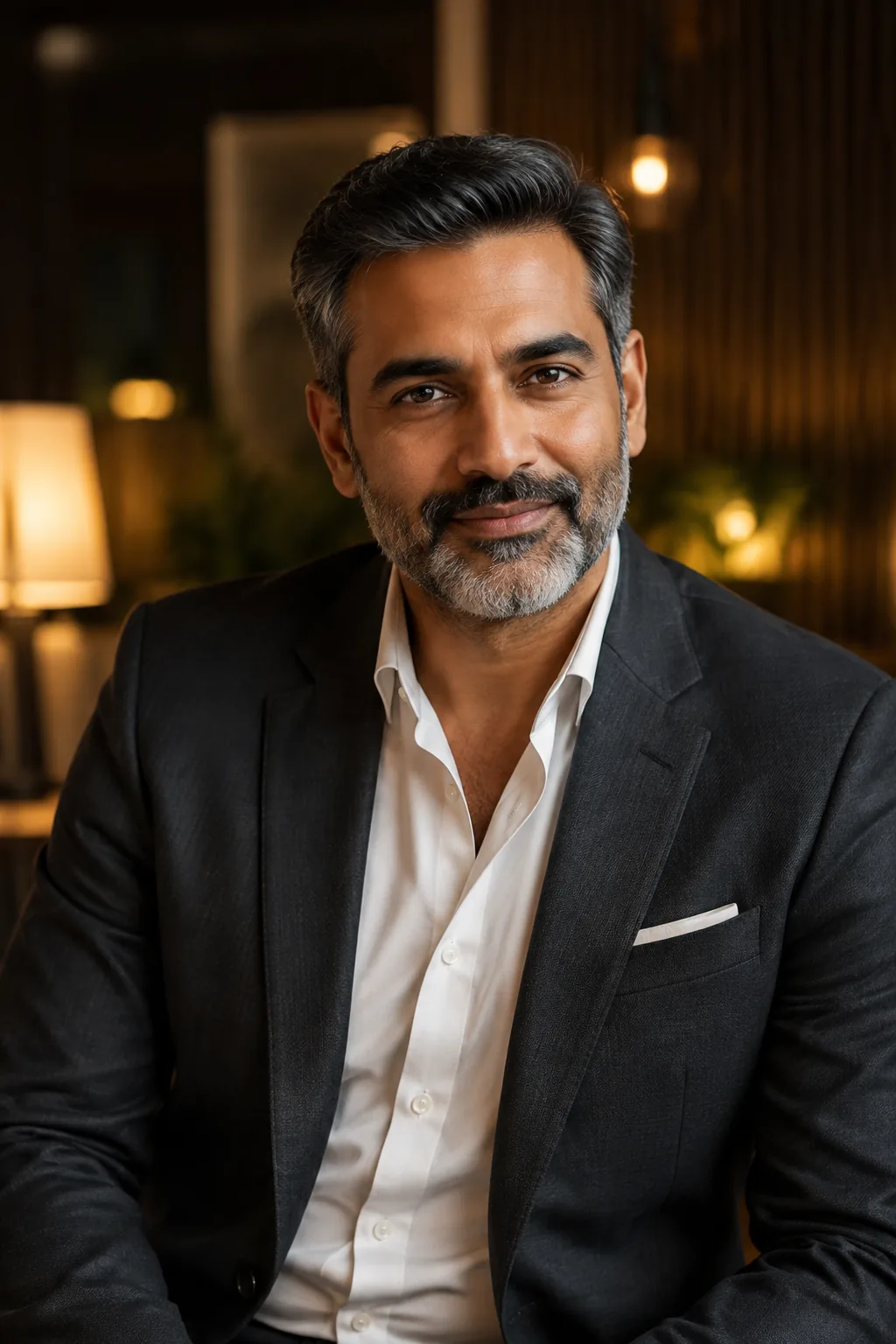 Portrait of a mature man in an evening setting