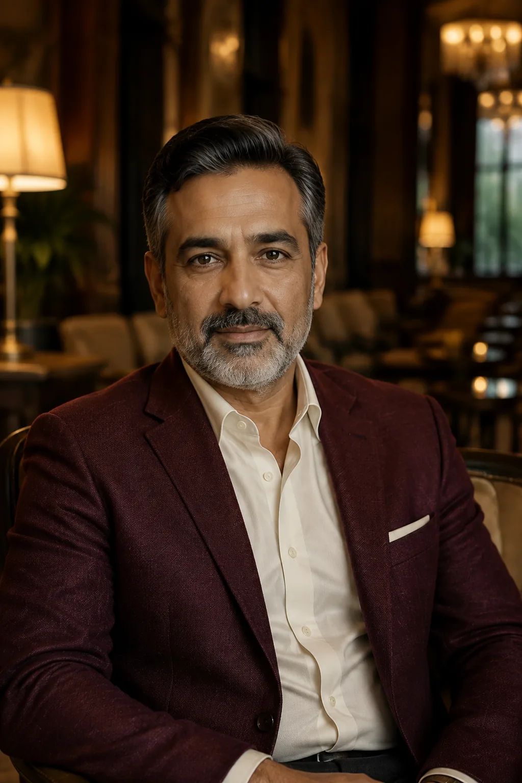 Portrait of a bearded man in formal evening wear